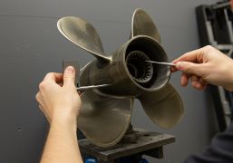 Custom propeller modification being performed