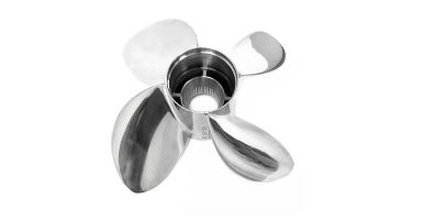 Polished stainless steel propeller with four blades