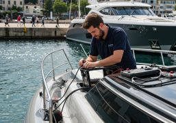 Professional bow thruster installation on a yacht